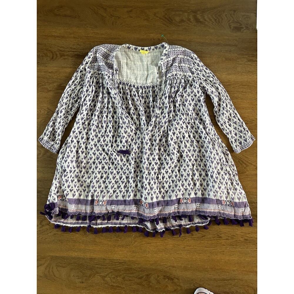 Roberta Roller Rabbit Womens Size S Cotton Tunic Beach Cover Up Purple